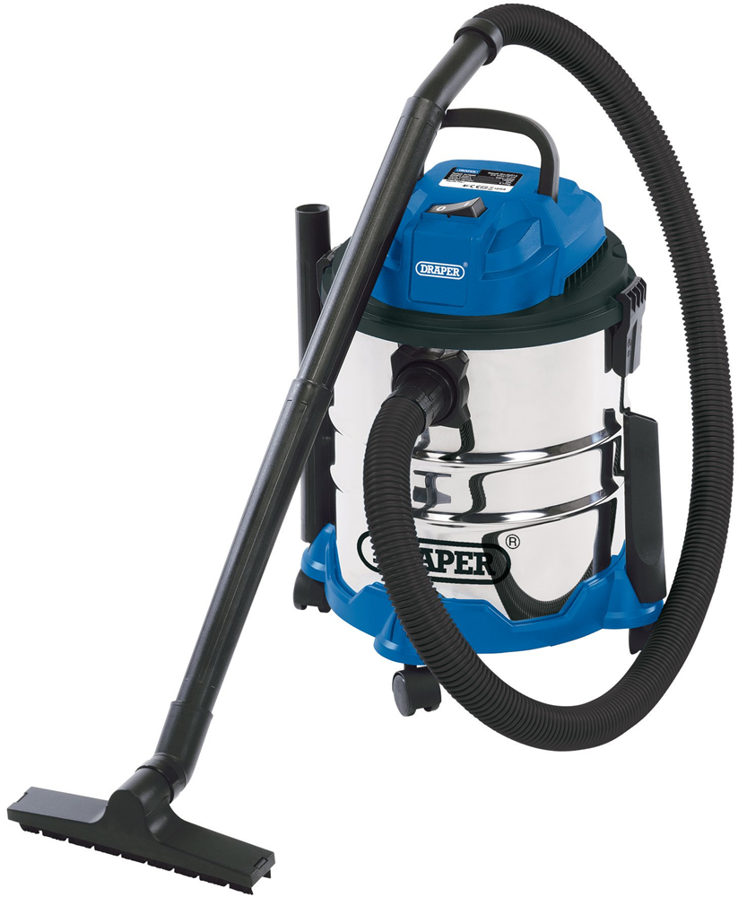 Draper VACUUM CLEANER W/DRY 20L 230V 20515 20515 Wet & Dry Vacuum Cleaner with Stainless Steel Tank, 20L, 1250W