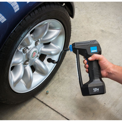 Draper 20582 12v Cordless Car/Van Digital Tyre Air Compressor Inflator PUMP
