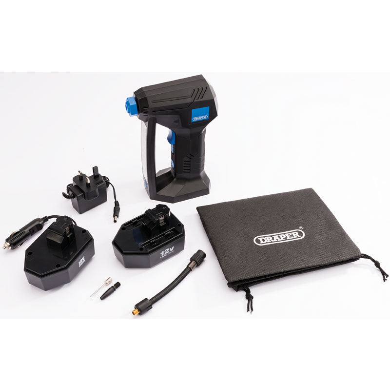 Draper 20582 12v Cordless Car/Van Digital Tyre Air Compressor Inflator PUMP