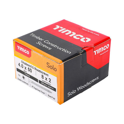 TIMCO Solo Woodscrew PZ2 CSK ZYP 4.0 x 50 Gold Pack 200