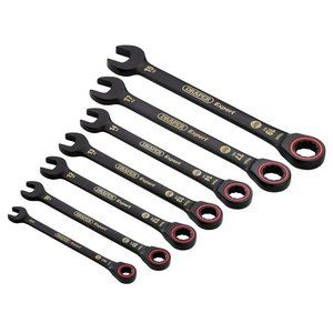 Draper 7PC RATCHETING SPANNER SET BK 03895 HI-TORQÂ® Metric Ratchet Combination Spanner Set, Black (7 Piece)