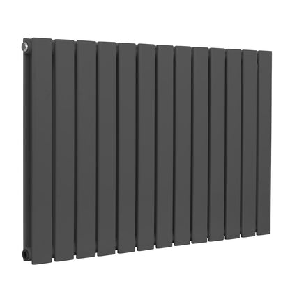 Baridi DH341 Horizontal Radiator Contemporary Double Flat Panel Design 600 x 910mm - Anthracite | Steel | Horizontal flat panel design delivers a BTU