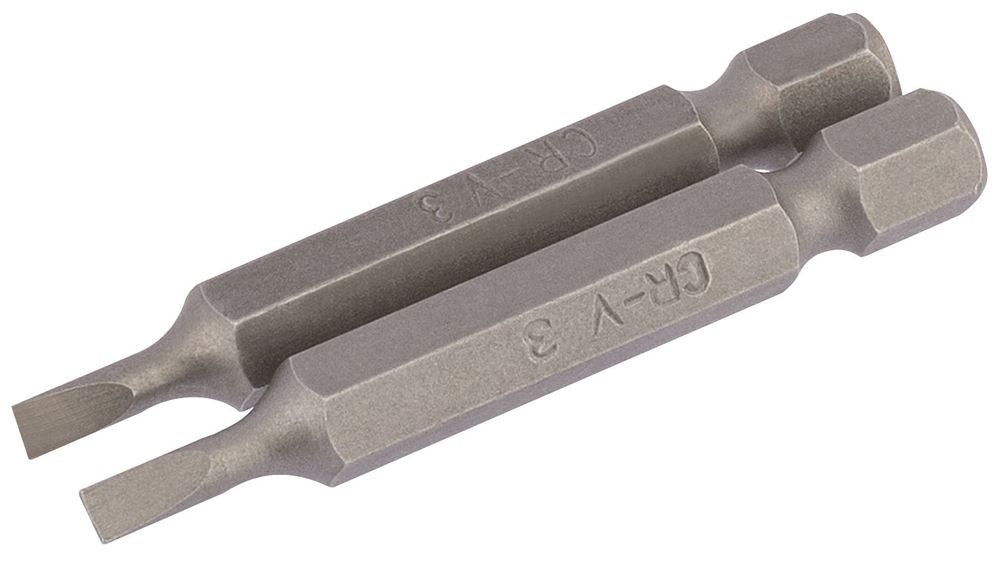 Draper 2PC 50MM 3.0MM P.SLOT.S/D BIT 64088 1/4" Hex. Plain Slot E Shank Insert Bits
