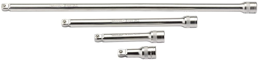 Draper 4PC1/2WOBBLE EXT BAR SET-PCKD 16770 Wobble Extension Bar Set, 1/2" Sq. Dr., Micro Satin Chrome (4 Piece)