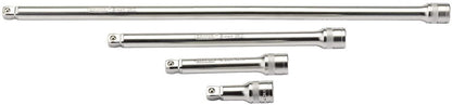 Draper 4PC1/2WOBBLE EXT BAR SET-PCKD 16770 Wobble Extension Bar Set, 1/2" Sq. Dr., Micro Satin Chrome (4 Piece)