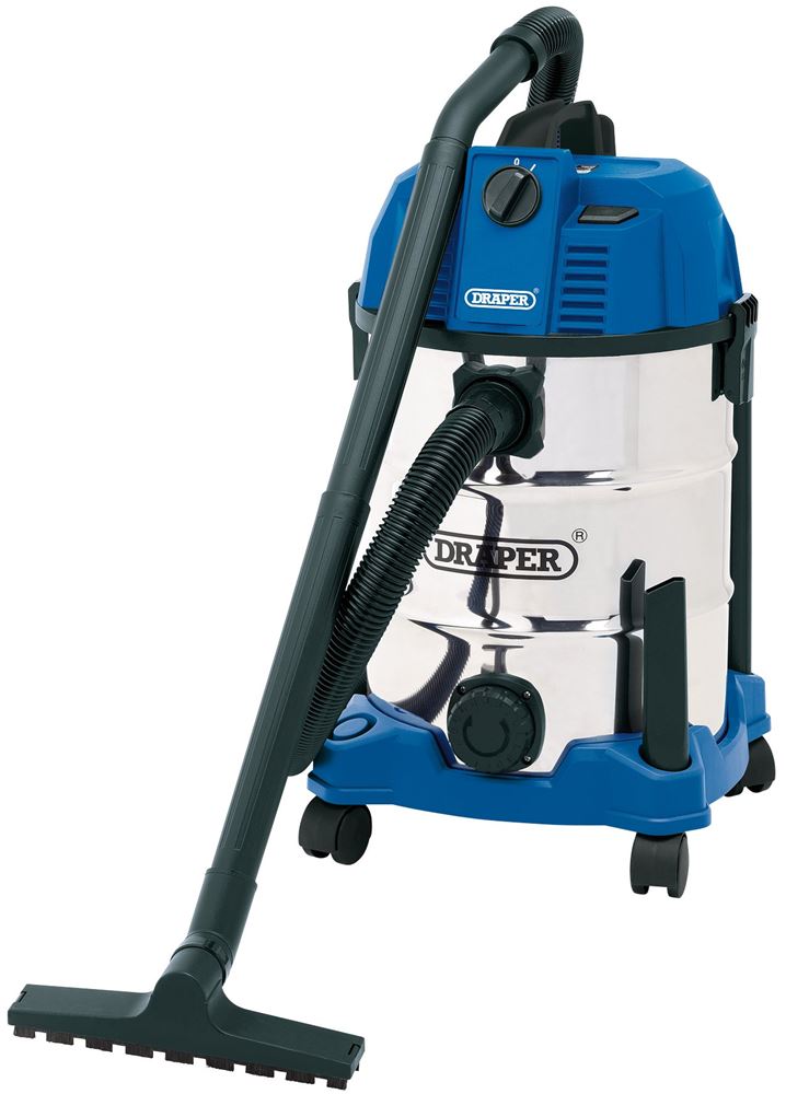 Draper VACUUM CLEANER W/DRY 30L 230V 20523 20523 Wet & Dry Vacuum Cleaner with Stainless Steel Tank, 30L, 1600W