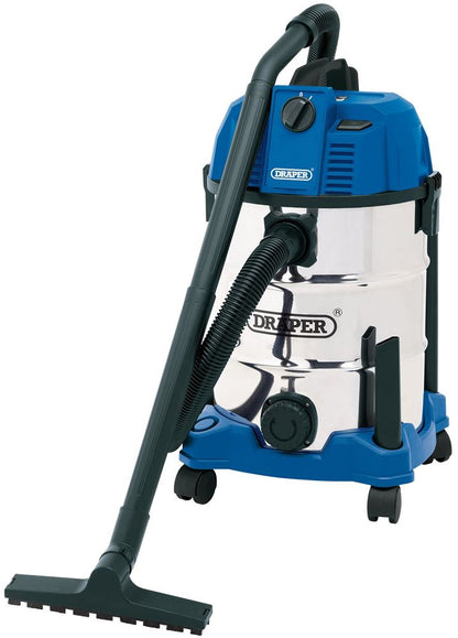 Draper VACUUM CLEANER W/DRY 30L 230V 20523 20523 Wet & Dry Vacuum Cleaner with Stainless Steel Tank, 30L, 1600W