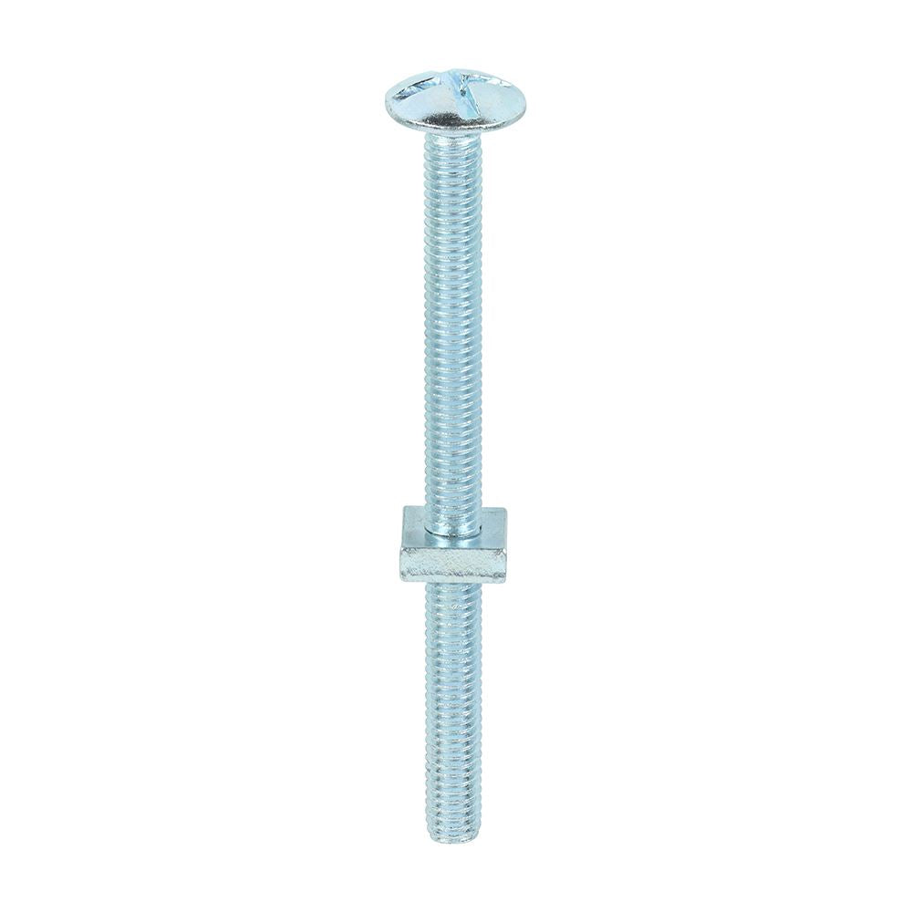 TIMCO Roofing Bolt & SQ Nut Zinc M6 x 80 Silver Pack 100