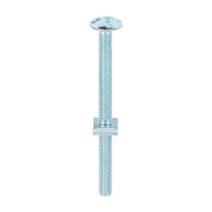 TIMCO Roofing Bolt & SQ Nut Zinc M6 x 80 Silver Pack 100