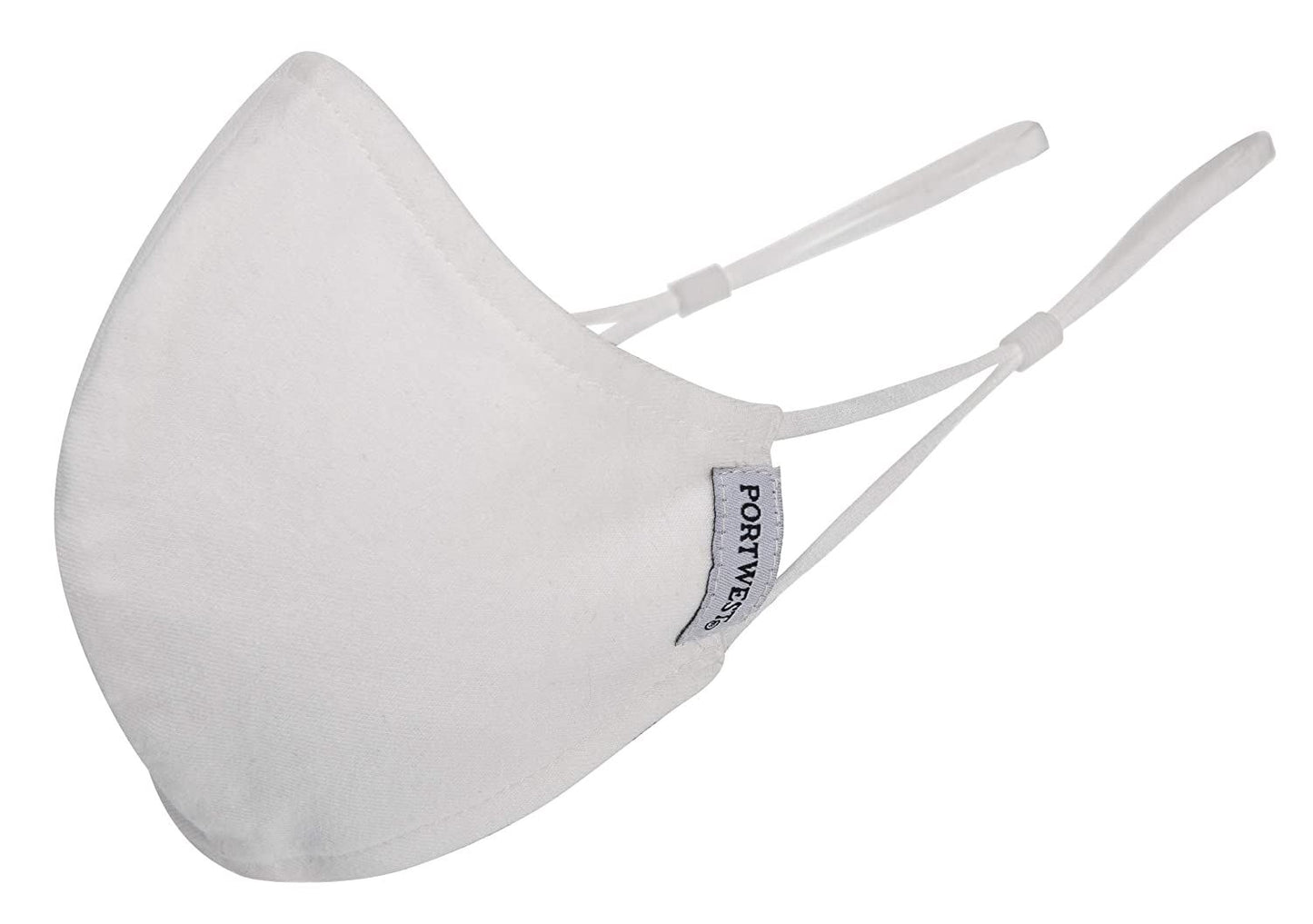 PORTWEST CV22 WHITE 2-Ply Anti-Microbial Fabric Face Mask Box of 25