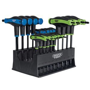 70388 Draper Expert Expert TX-STAR and Hex Soft Grip Metric T-Handle Key Set (20 Piece) Hexagon Key Sets Professional Trade DIY Workshop Garage Use