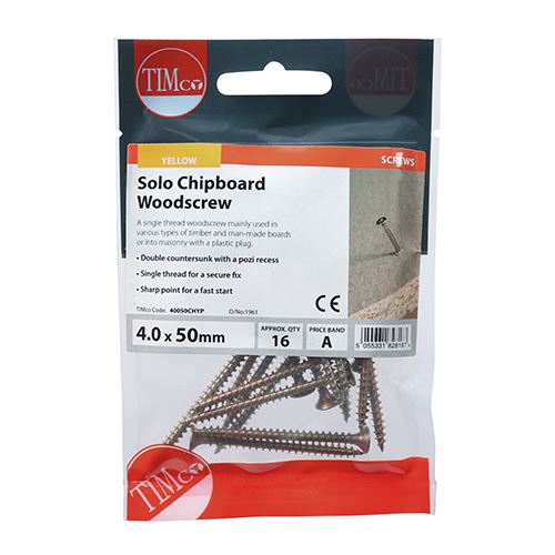 TIMCO Solo Woodscrew PZ2 CSK - ZYP 4.0 x 50 Gold Pack 16
