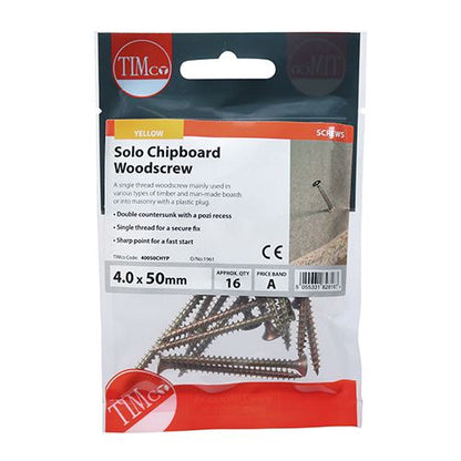 TIMCO Solo Woodscrew PZ2 CSK - ZYP 4.0 x 50 Gold Pack 16