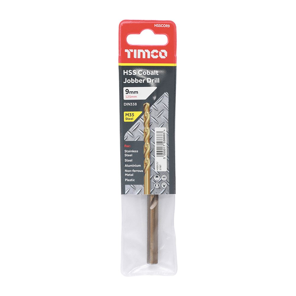 TIMCO HSS-CO Jobber Drill Bit Cobalt 9.0mm Pack 1