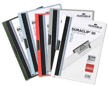 Durable DURACLIP 30 Sheet Document Clip File Folder | 25 Pack | A4