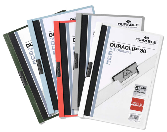 Durable DURACLIP 30 Sheet Document Clip File Folder | 25 Pack | A4