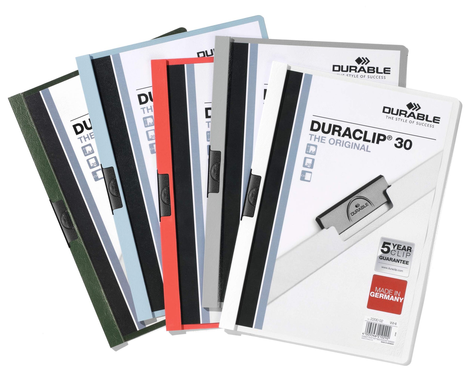 Durable DURACLIP 30 Sheet Document Clip File Folder | 25 Pack | A4 Assorted