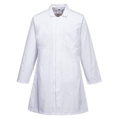Portwest 2206 - White Mens Food Industry Coat, 3 Pockets sz Small Regular Apron jacket
