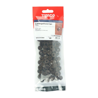 TIMCO Small Hinged Screw Cap - Brown To fit 3.0 to 4.5 Screw Brown Pack 100