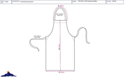 Portwest 2207 - White Food Industry Apron sz Adult Regular School Canteen