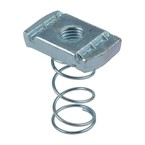 TIMCO Channel Nut Long Spring BZP M10 Silver Pack 100