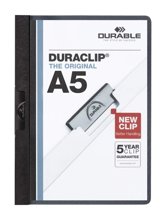 Durable DURACLIP 30 Sheet Document Clip File Folder | 25 Pack | A5 Black
