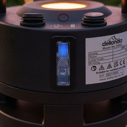 Dellonda DG63 Bistro Table with 1600W Heater, 95cm, Black/Stainless Steel | 230V, Tip-Over Switch | Powerful garden bistro table with 1600W carbon