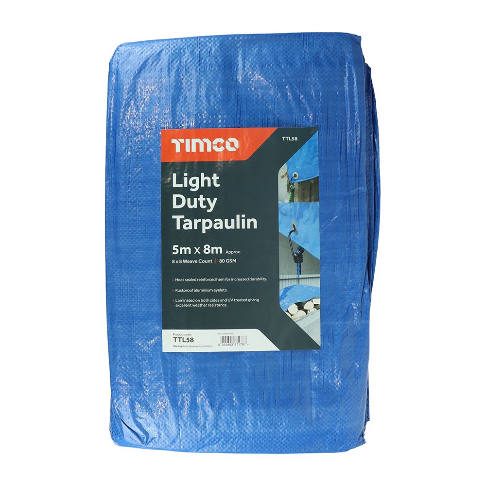 Timco Light Duty Tarpaulin Waterproof Ground Sheet Cover Camping Garden