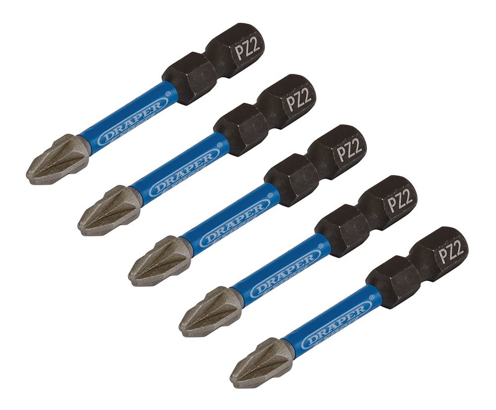 Draper PZ2X50MM IMPACT S/D BIT 5PK 05647 PZ-Type Impact Screwdriver Bits, 1/4" Hex