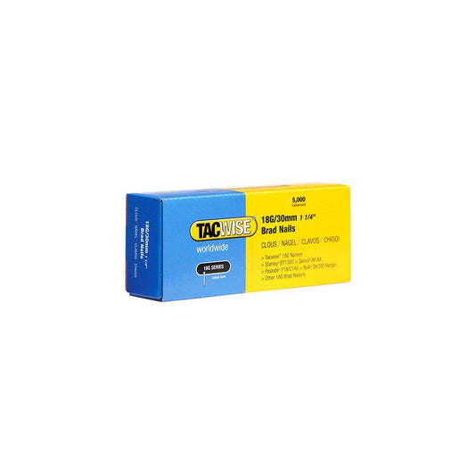 Tacwise 0397 Type 18G 30 mm Brad Nails Galvanised Pack of 5000 for Nail Staple Guns Trade Fixing