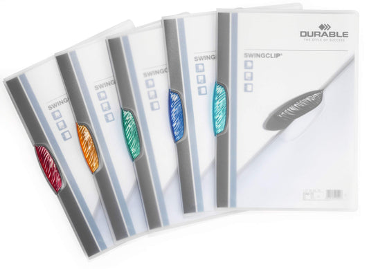 Durable SWINGCLIP 30 Document Swing Clip File Folder | 5 Pack | A4 Assorted