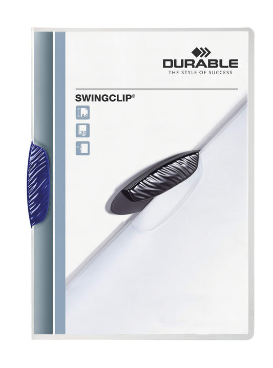 Durable SWINGCLIP 30 Document Swing Clip File Report Folder | 25 Pack | A4 Blue