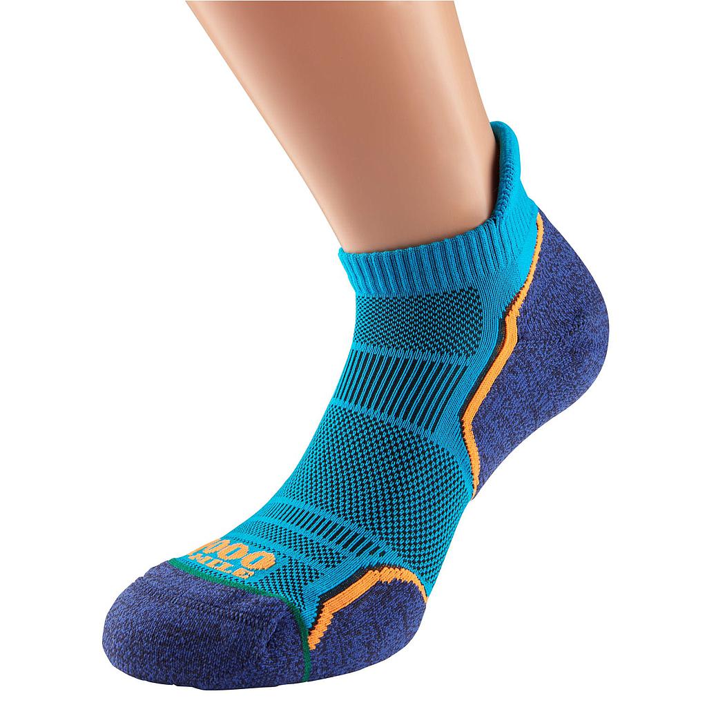 1000 Mile Run Socklet Mens (Twin Pack) Kingfisher/Navy Medium