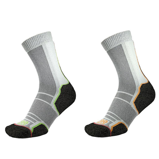 1000 Mile Trek Sock Men's (Twin Pack) (Recycled) Black/Orange+Black/Green Large