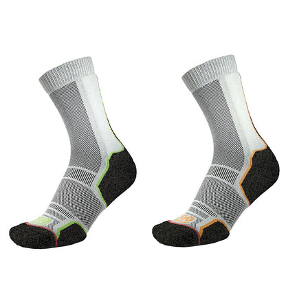 1000 Mile Trek Sock Men's (Twin Pack) (Recycled) Black/Orange+Black/Green Medium