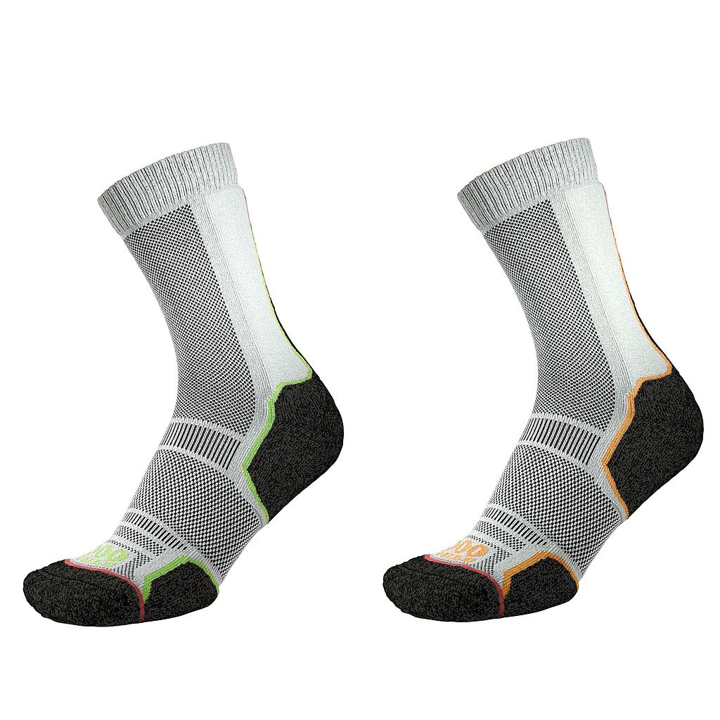 1000 Mile Trek Sock Men's (Twin Pack) (Recycled) Black/Orange+Black/Green XLarge