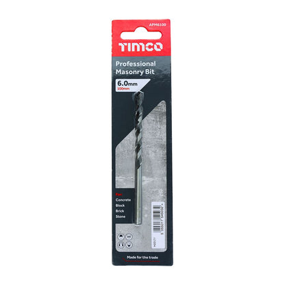 TIMCO Professional Masonry Bit 6.0 x 100 Pack 1