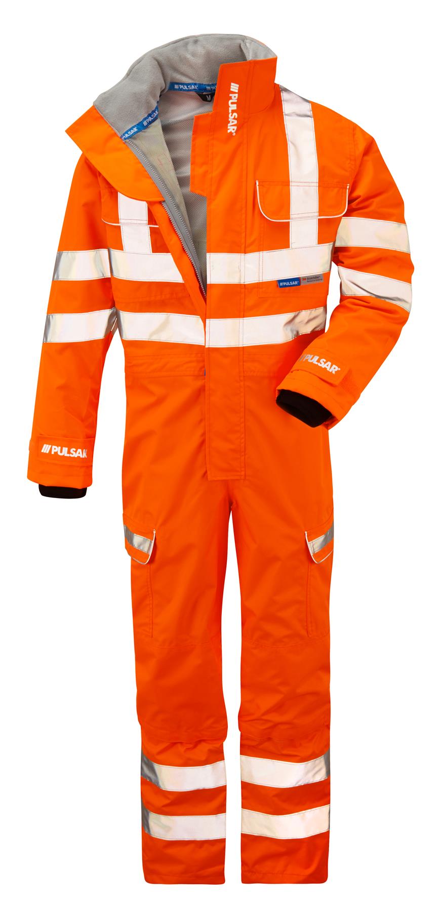 Pulsar PR505 Hi Vis Orange Waterproof Coverall RIS-3279-TOM Rail Workwear EN ISO 20471