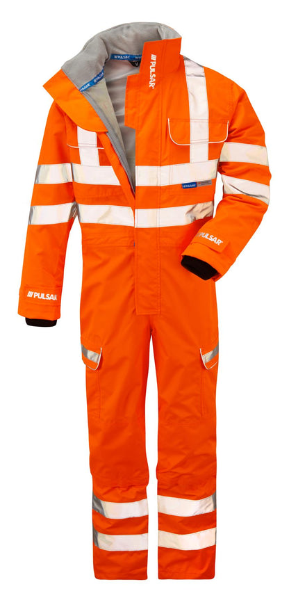 Pulsar PR505 Hi Vis Orange Waterproof Coverall RIS-3279-TOM Rail Workwear EN ISO 20471