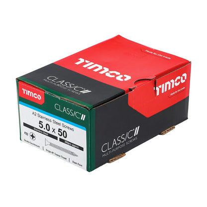 TIMCO Classic Screw PZ2 CSK A2 SS 5.0 x 50 Pack 200