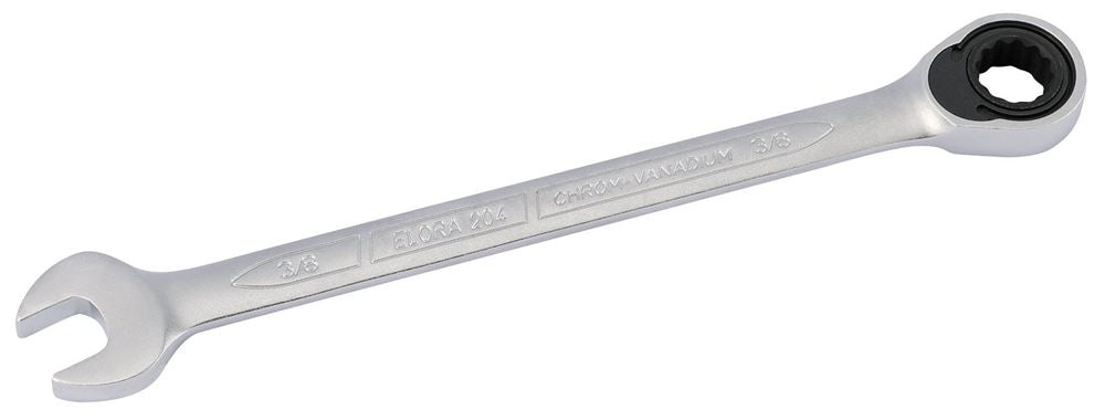 58701 Elora Imperial Ratcheting Combination Spanner, 3/8 204A-3/8 Spanner/Wrench Ratcheting Spanners Professional Trade DIY Workshop Garage Use