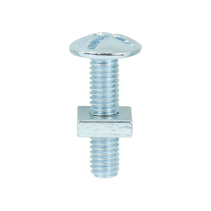 TIMCO Roofing Bolt & SQ Nut Zinc M6 x 25 Silver Pack 100
