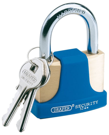Draper HIGH SEC. S/BRASS PADLOCK 52MM 64166 Solid Brass Padlocks