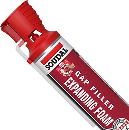 Soudal Hand Held PU Expanding Foam 600ml Genius Gun Filler Insulation