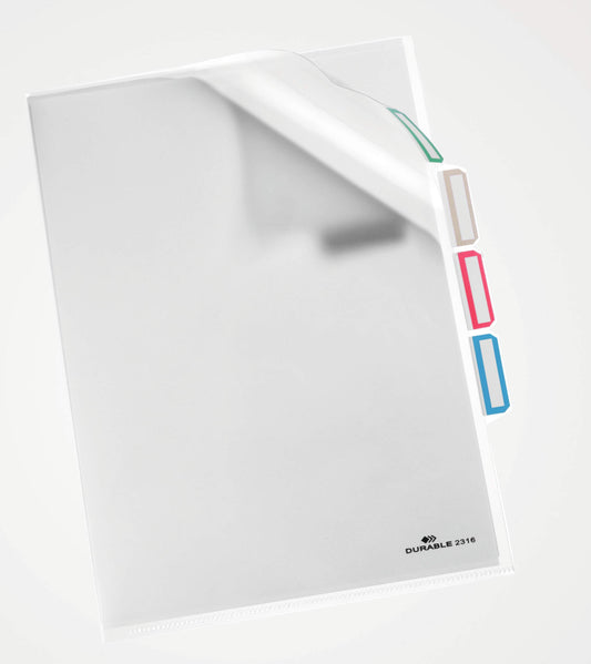 Durable Cut Flush 3 Part Index Divider Document Folder | 5 Pack | A4 Clear