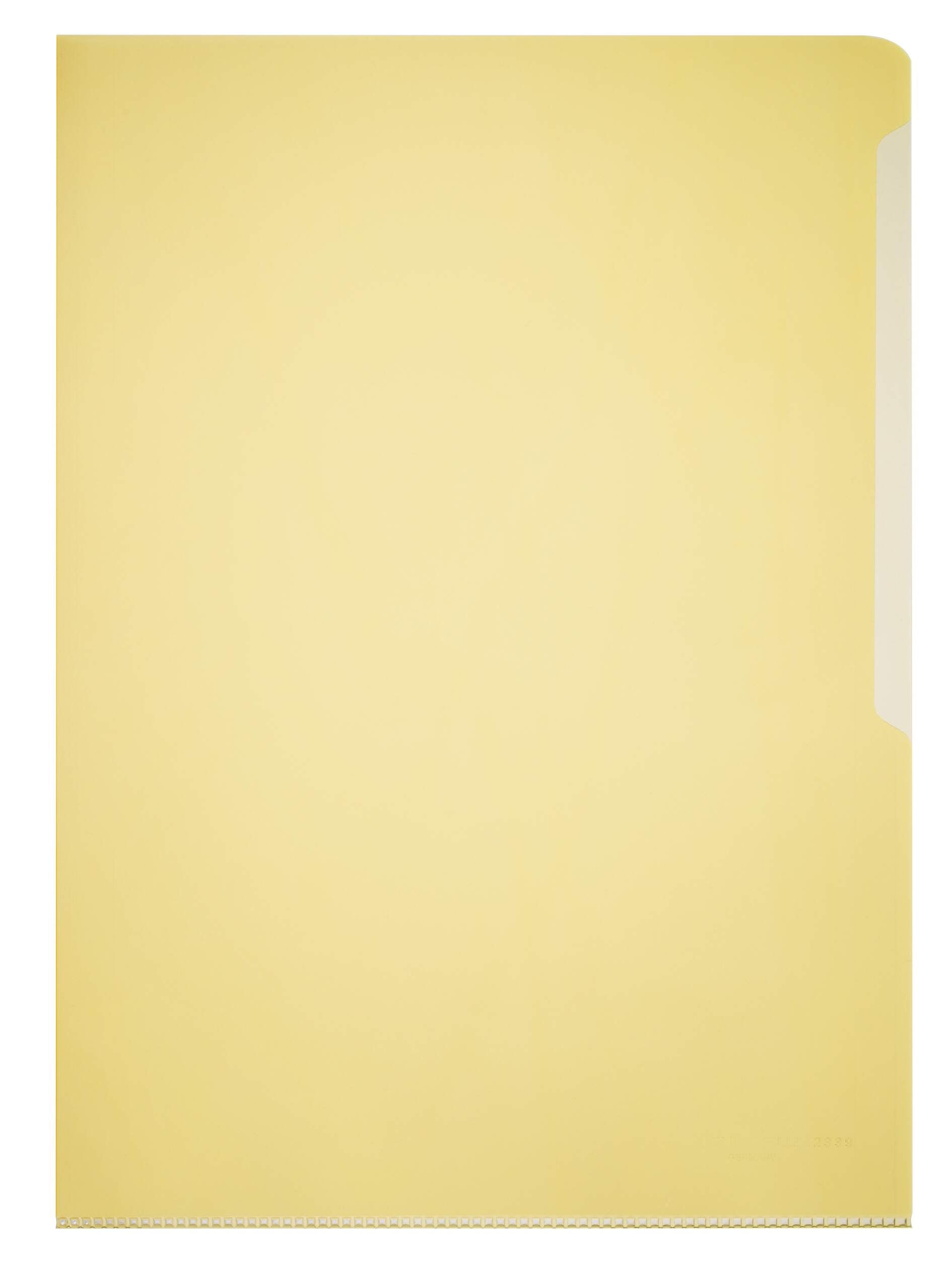 Durable Clear Plastic Cut Flush Document Wallet Folder | 50 Pack | A4 Yellow