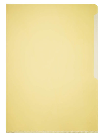 Durable Clear Plastic Cut Flush Document Wallet Folder | 50 Pack | A4 Yellow