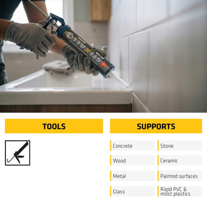 Sika Stixall Maximum Grab White 290ml Building Adhesive – Ultra High Grab, Waterproof, Flexible Interior & Exterior Bonding