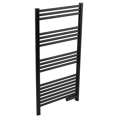 Baridi DH371 Electric Heated Towel Rail 1085 x 535mm with LED Display - Black | 425W, 230V - 50HZ, Overheat Protection | LED temperature display.