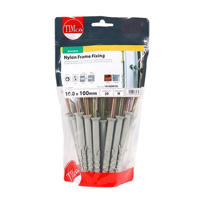TIMCO Nylon Frame Fixing - Zinc 10.0 x 100 Pack 30